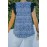 Blue Print Lace Shoulder Tank Top